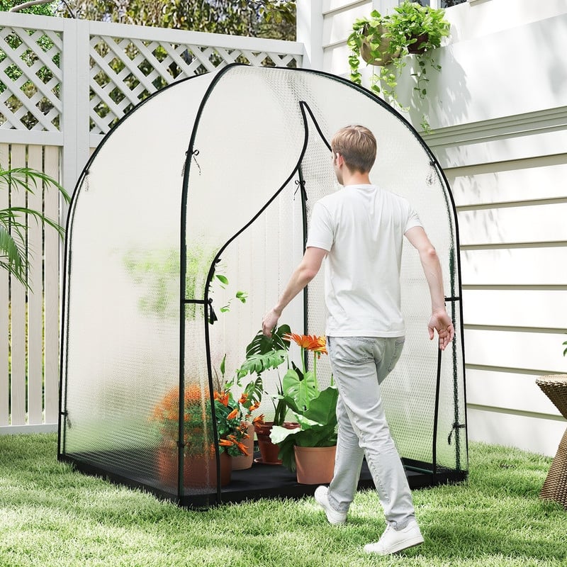 Portable Greenhouse for Outdoors, Bubble Film Cover, Zippered Door