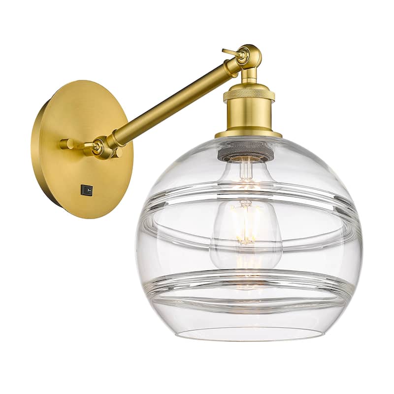 Innovations Lighting 317-1W-10-8 Rochester Sconce Rochester 10" Tall - Satin Gold / Clear