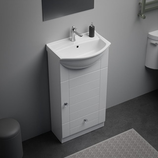 White Cabinet Vanity Sink Mahayla 17-3/4" Porcelain Sink with Faucet, Drain and Overflow Renovators Supply