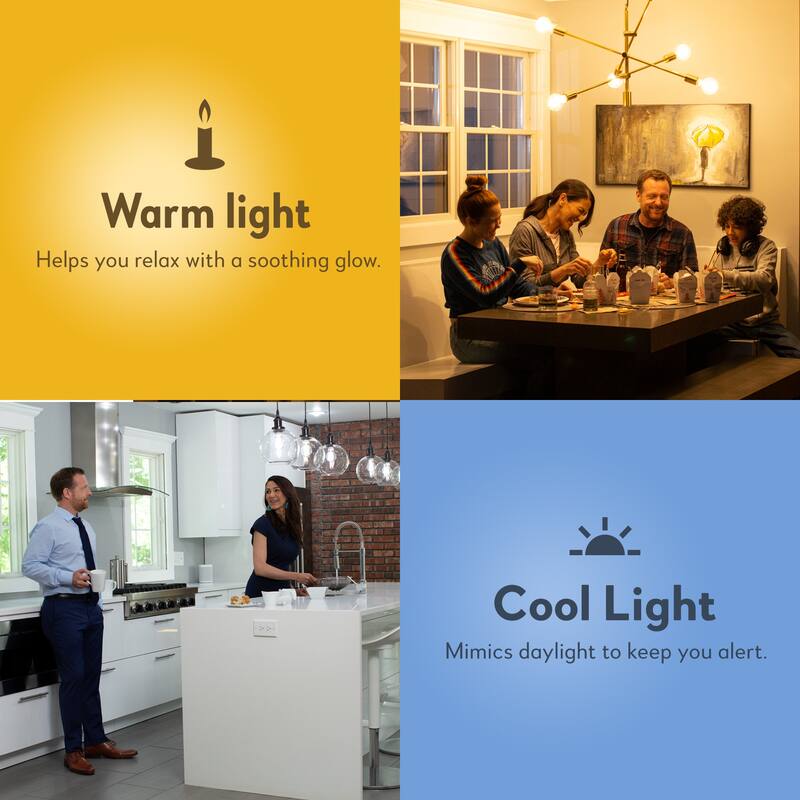 Bulbrite Solana Smart LED A19 60W Equivalent Tunable WIFI Light Bulb, Clear, 2PK - 2200K-6500K