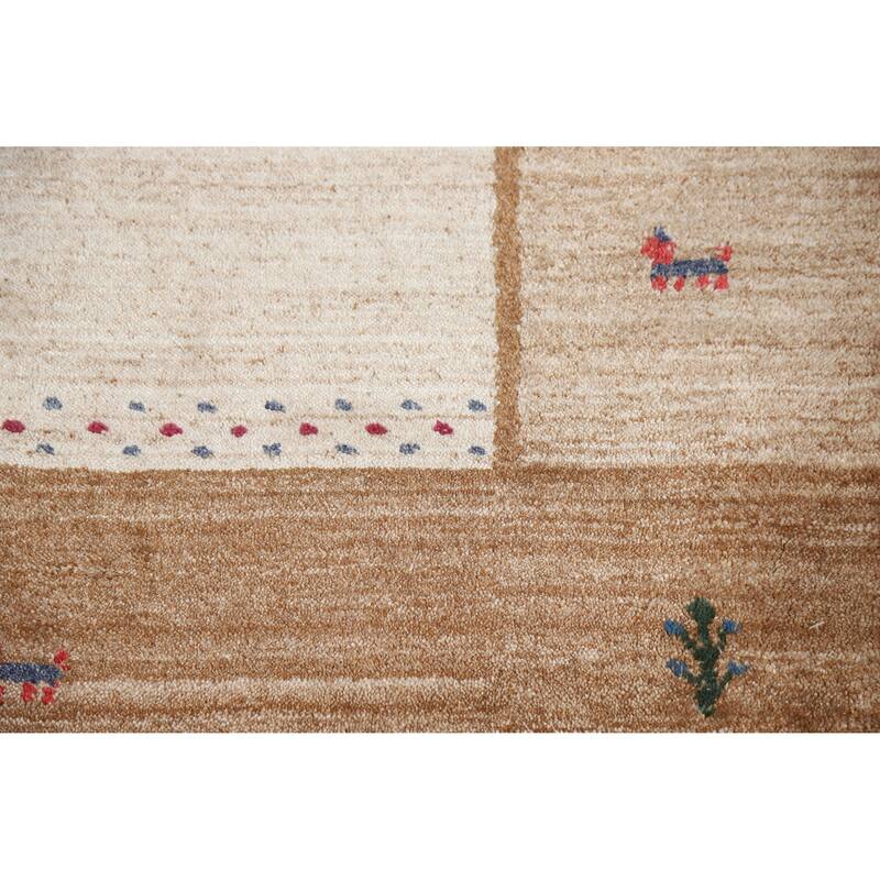 Tribal Gabbeh Indian Area Rug Hand-Knotted Wool Carpet - 5'6" x 7'8"