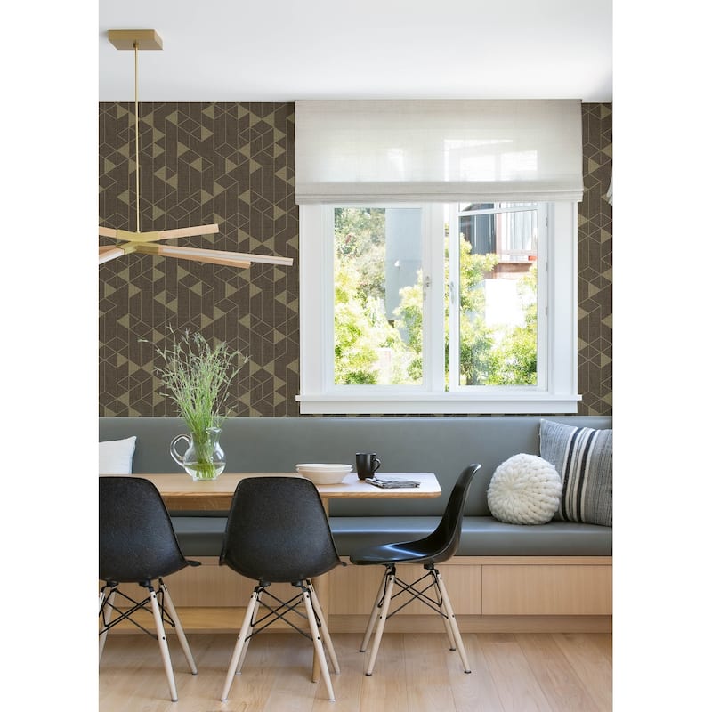 Scott Living Fairbank Chocolate Linen Geometric Wallpaper