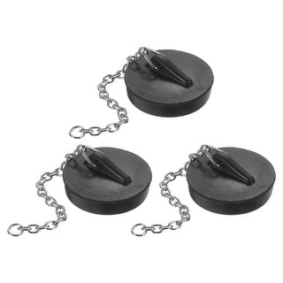 Bathtub Drain Stopper, Rubber Sink Plug Blocker with Chain - Black ...