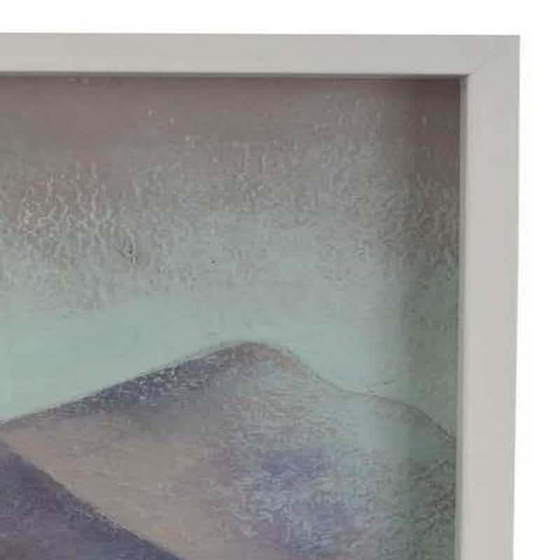 28 x 28 Framed Wall Art Painting, Mountains, Natural Fiber, Multicolor