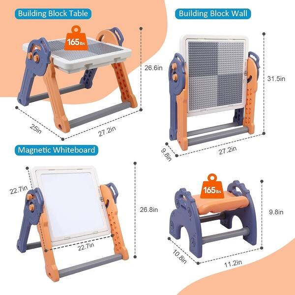 Easel for Kids, Foldable Toddler Easel with Building Block Table