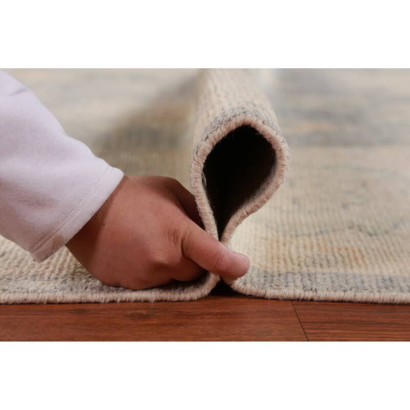 Hand Knotted Oriental 100% Wool Carpet Transitional All-Over Navy Blue & Blues Oushak Area Rug - 12' 1'' X 9' 10''