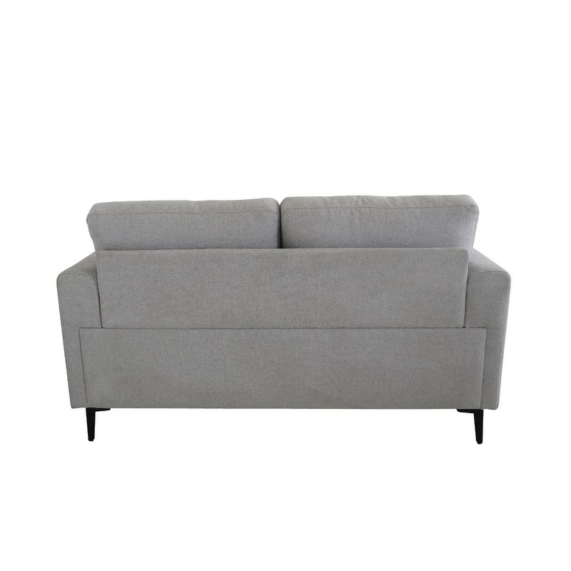 HomeRoots 61" Light Gray And Black Linen Loveseat