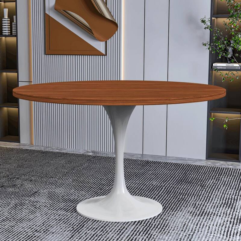 Verve 48" Round Dining Table with MDF Top and White Steel Base - 47.24