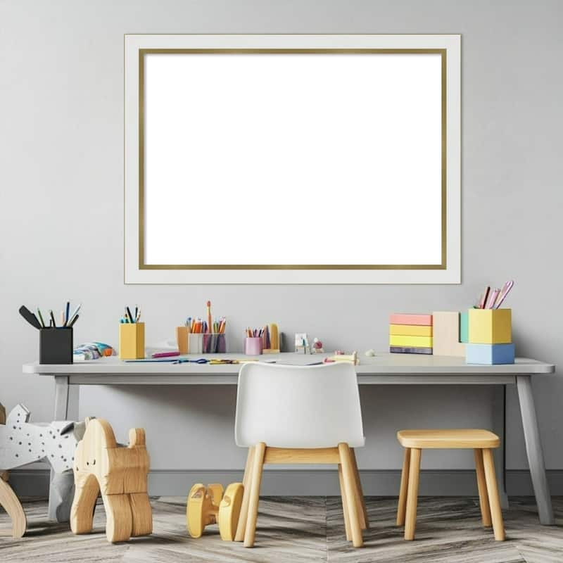 Amanti Art Eva Black Silver Narrow Framed Dry Erase Magnetic Board
