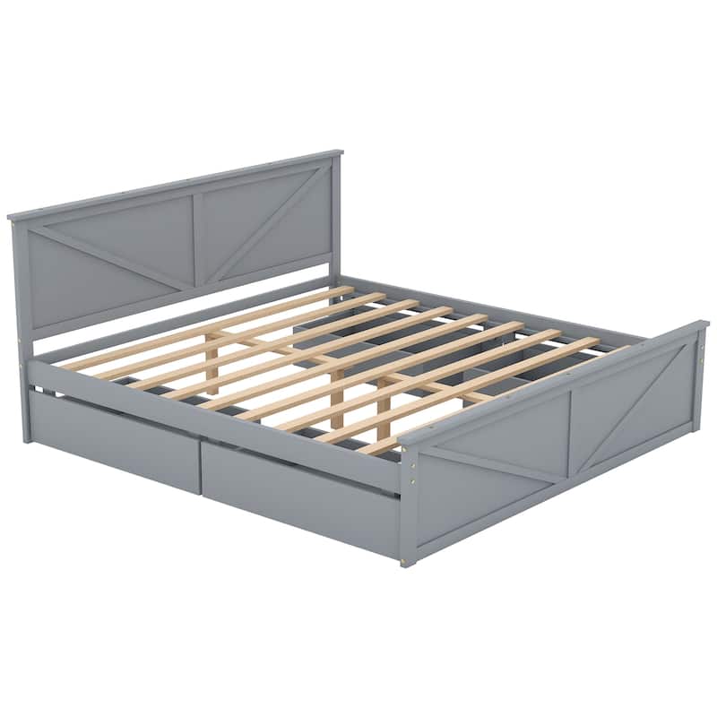 King Size Wooden Platform Bed