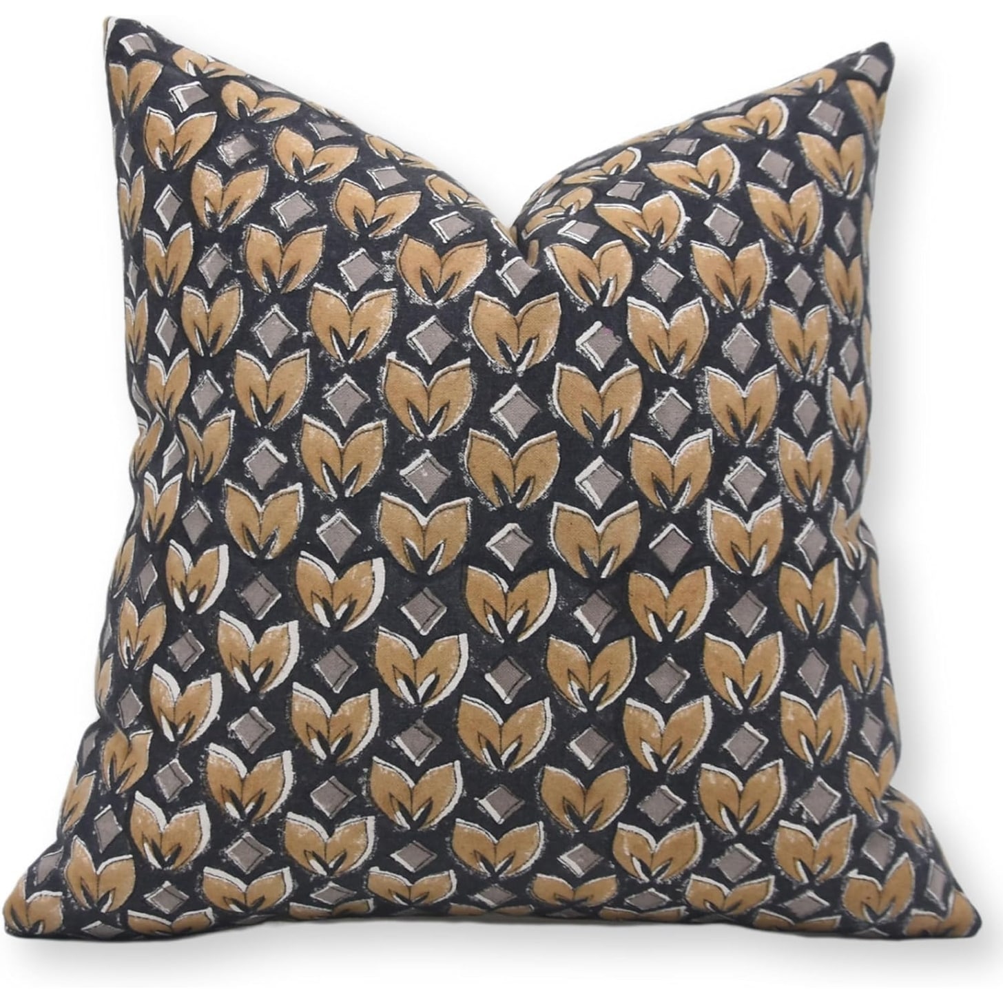 Fabdivine Rustic Cotton Hand Block Black Cushion Cover Throw Home Accent, Titli