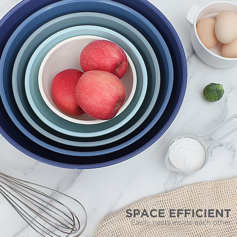 Rae Dunn Mixing Bowls with Lids - 10 Piece Plastic Nesting Bowls Set includes 5 Prep Bowls and 5 Lids