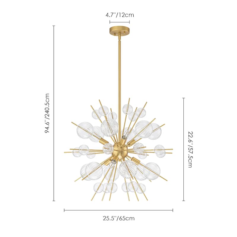 Modern Bubble Sputnik Sphere Glass Chandelier in Gold - 25.60 in. W x 22.64 in. H x 25.60 in. D