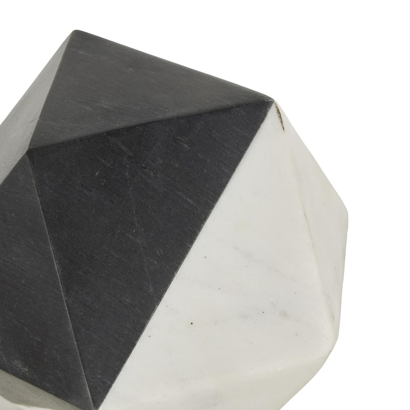 Marble Geometric Cube Two-Toned Hexagon Decorative Sculpture - Set of 3 White or Black - Roche River Decor