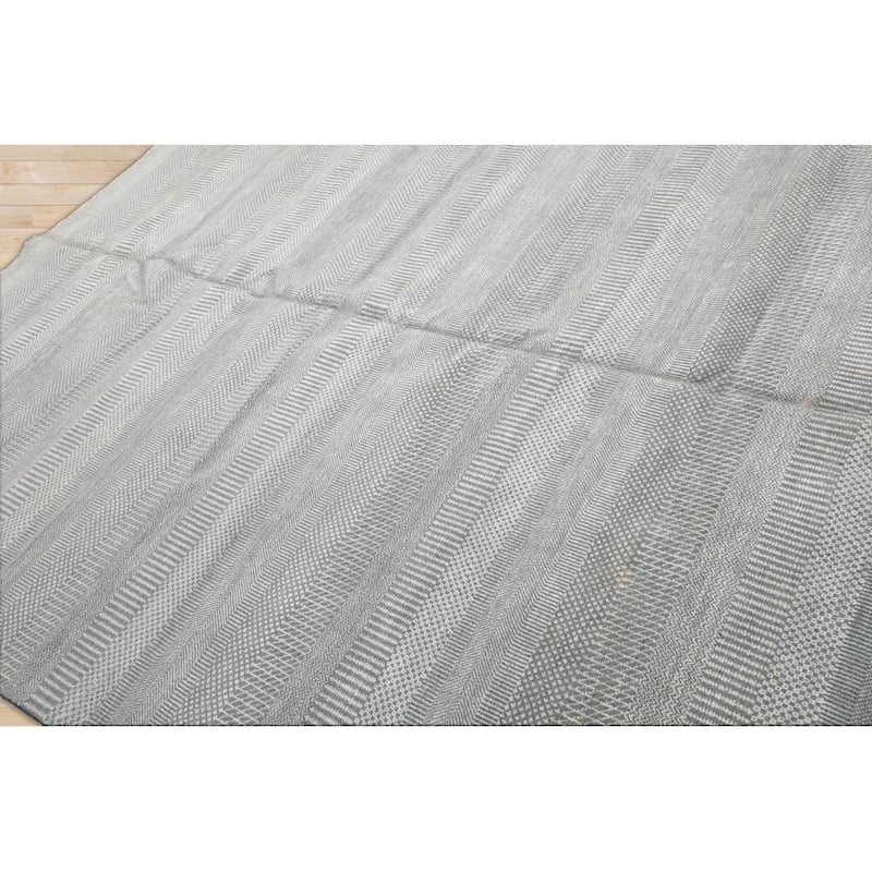 Hand Knotted Gray,White Tibetan 100% Wool Modern Oriental Area Rug - 8' 2'' x 10' 1''