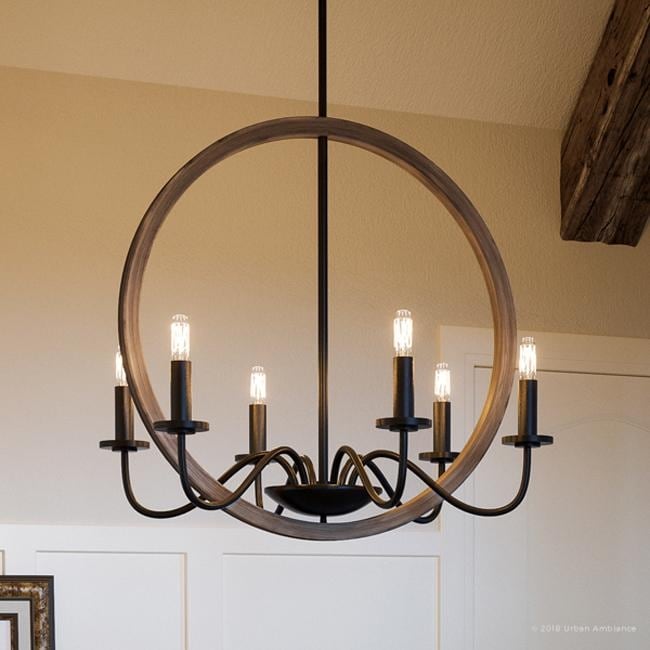 Luxury Modern Farmhouse Chandelier, 24.75"H x 22"W, with English Country Style, Olde Bronze Finish by Urban Ambiance (60 to 100 Watts - Steel - - Chandeliers For Bedrooms by Overstock.com