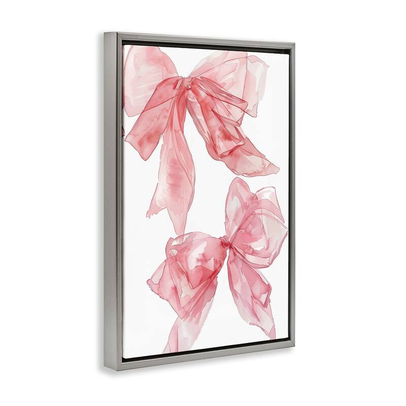 Stupell Sheer Pastel Pink Bows Framed Floater Canvas Wall Art Design By LSR Design Studio