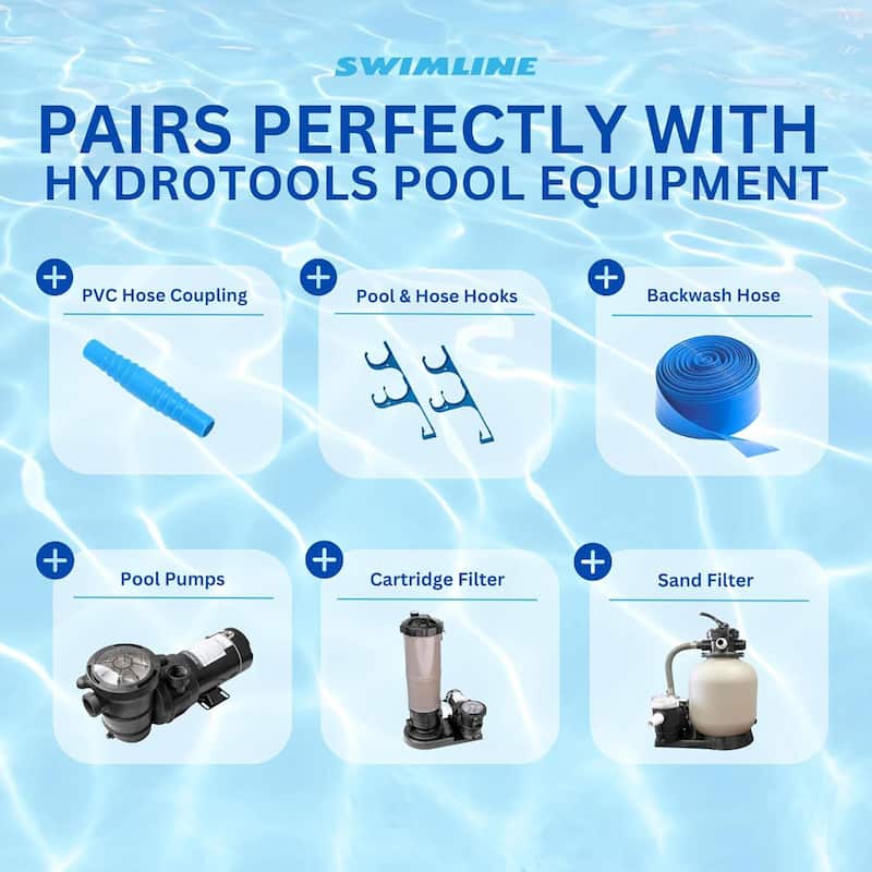 Swimline HydroTools 36’ Premium Spiral Wound Pool Vacuum Hose with Swivel Cuff - 3