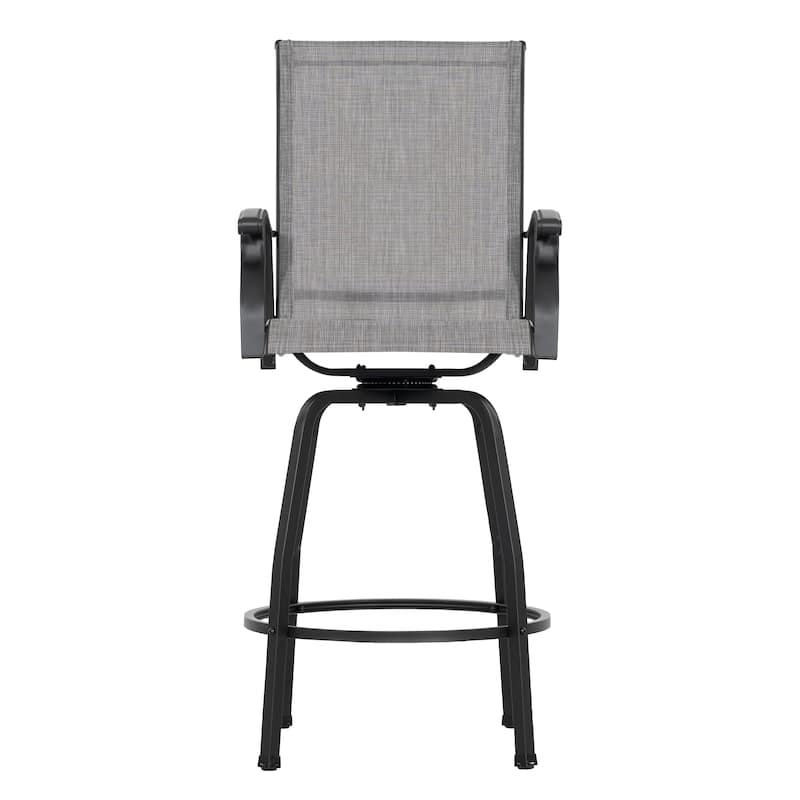 Nuu Garden Patio 2-Piece Textilene Swivel Bar Stools with High Backrest, Gray