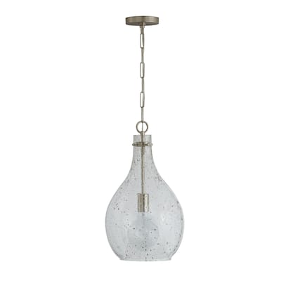 Rabun 1-light Hanging Pendant w/ Clear Stone Seeded Glass