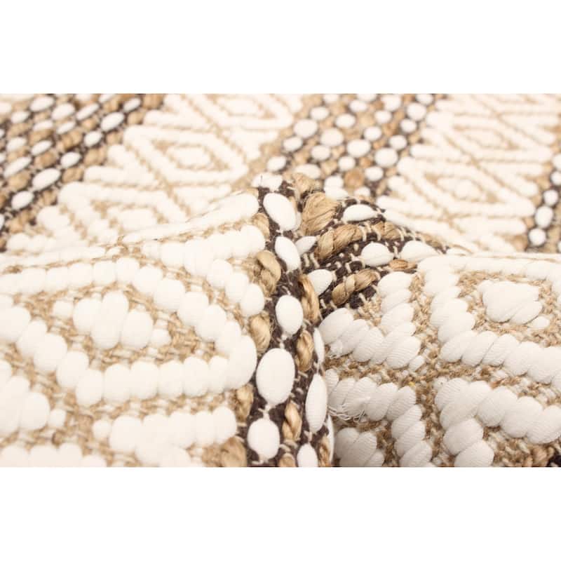 ECARPETGALLERY Flat-Weave Palas Denizli Ivory Jute Kilim - 5'8 x 8'1