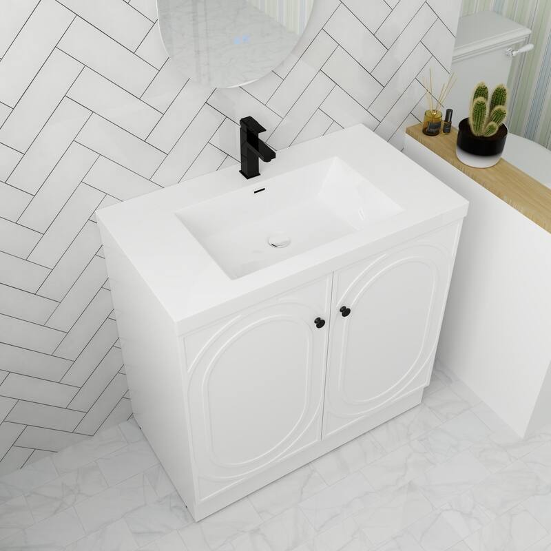 ARTCHIRLY 24/30/36 Inch Bathroom Vanity with Sink, Freestanding Bathroom Vanity with Soft Close Door and Adjustable Shelf