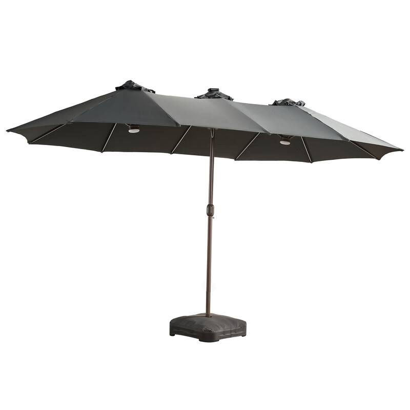 XIZZI Outdoor Patio Umbrella with Solar LED Lights and Base