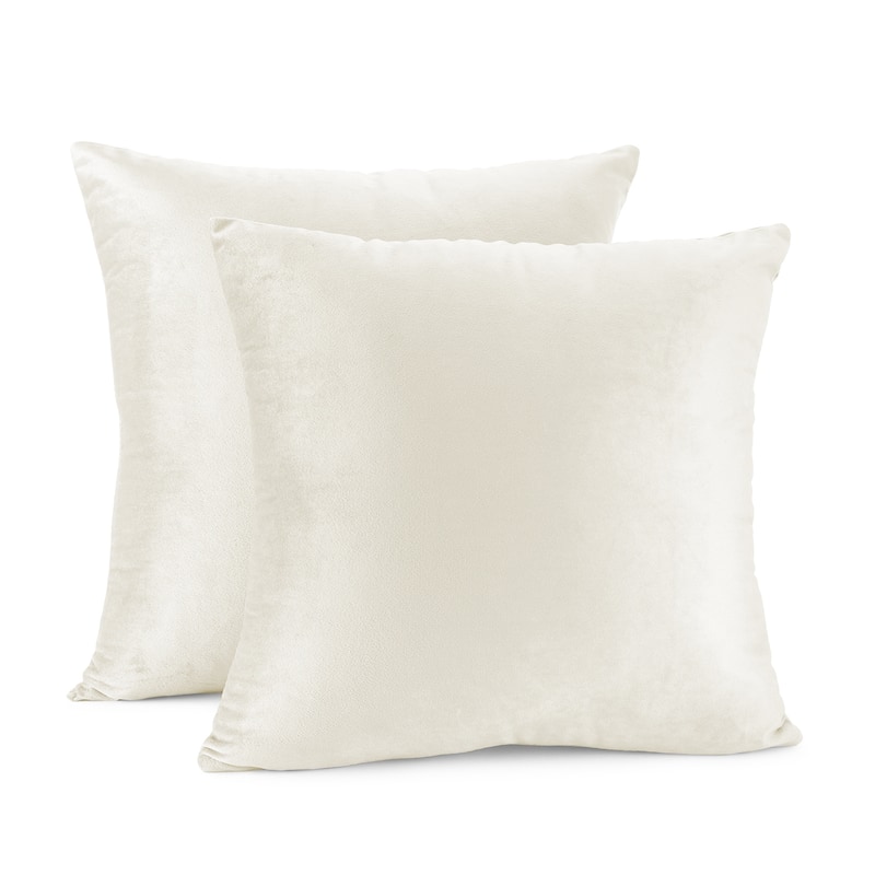 Porch & Den Cosner Microfiber Velvet Throw Pillow Covers (Set of 2) - 22" x 22" - Off-white