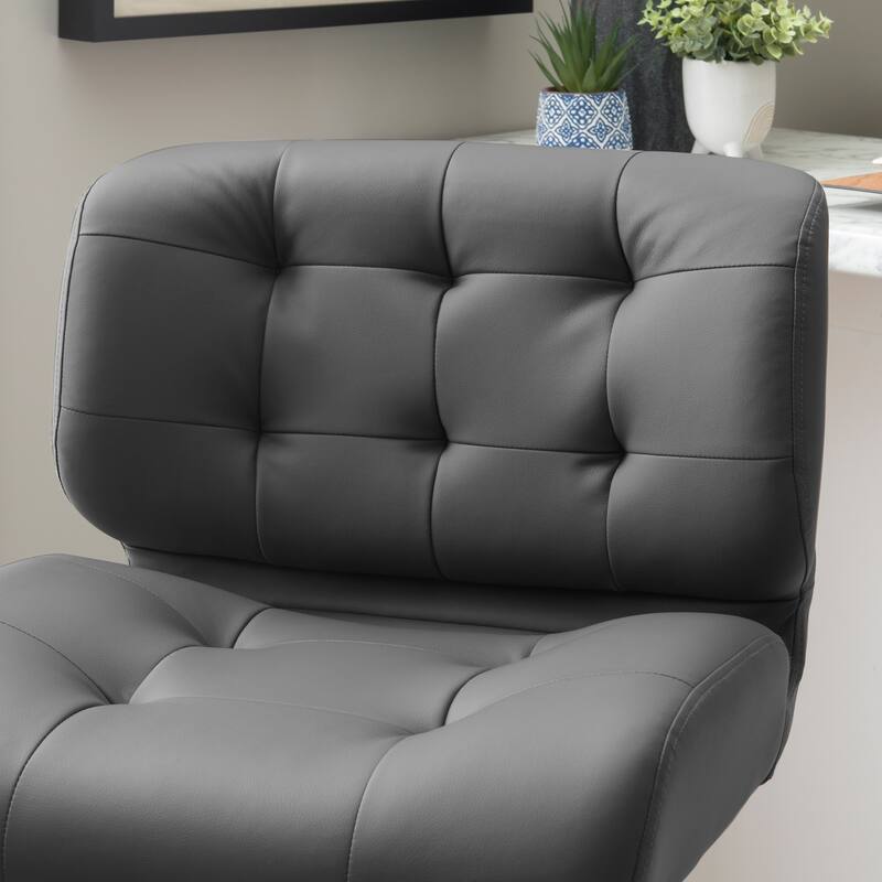 Reilly Adjustable Faux Leather Barstool