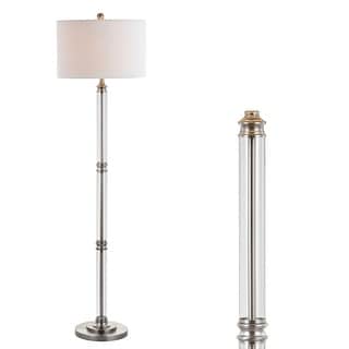 Charles 60" Metal/Glass Floor Lamp, Polished Nickel/Clear by JONATHAN Y - 60" H x 16" W x 16" D