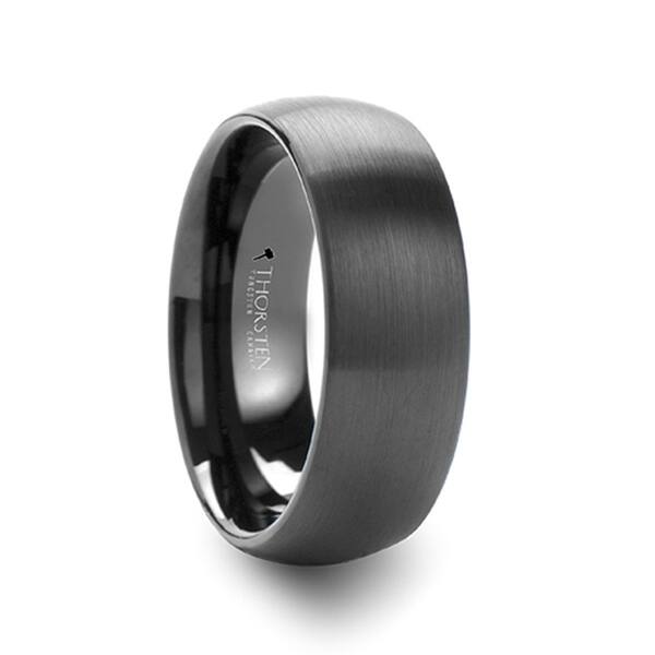 Thorsten Raider Mens Tungsten Ring Plain Black Domed Matte Brushed Finish Tungsten Carbide Lightweight Durable Wedding Band On Sale Overstock 19858644