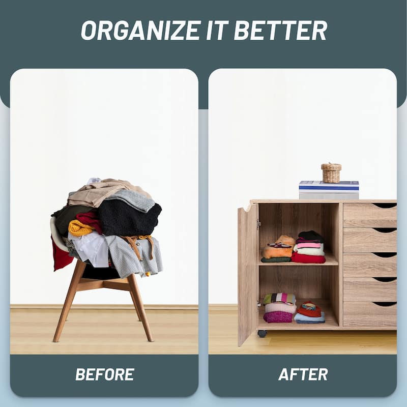 Narrow Wooden 9-Drawer Cabinet with Smooth-Glide Drawers, Top Storage Shelf, and Space-Saving Design