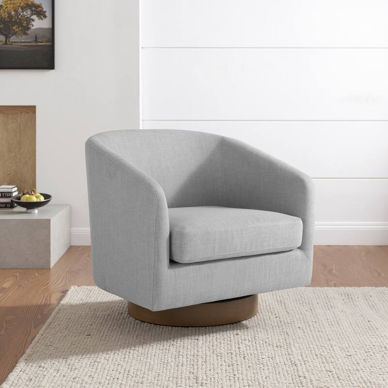 Modern 360°Swivel Barrel Chair - Light Gray/Linen
