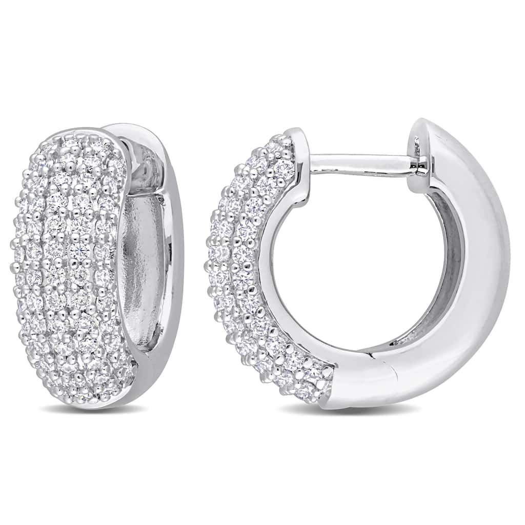 Miadora 5/8ct DEW Created Moissanite Multi-Row Hoop Earrings Sterling Silver