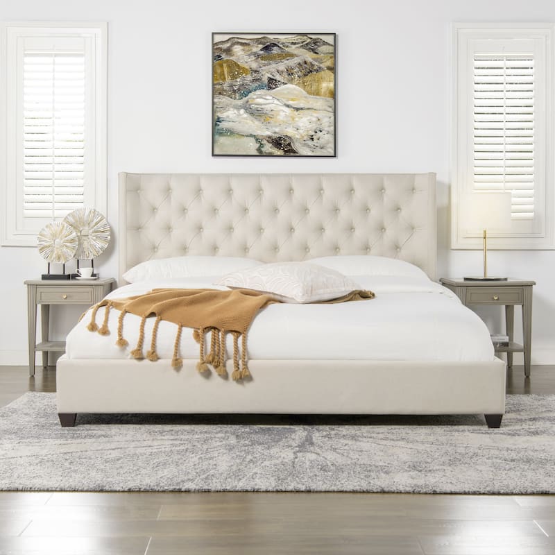 Manhattan Wingback Headboard King Platform Bed