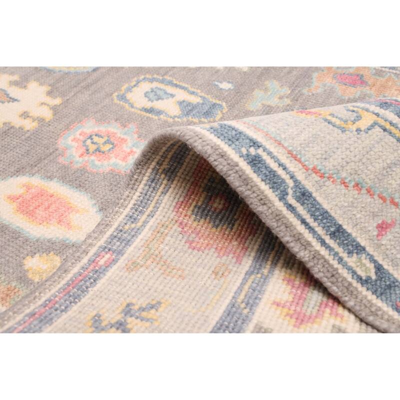 ECARPETGALLERY Hand-knotted Modern Oushak Dark Grey Wool Rug - 3'6 x 5'8