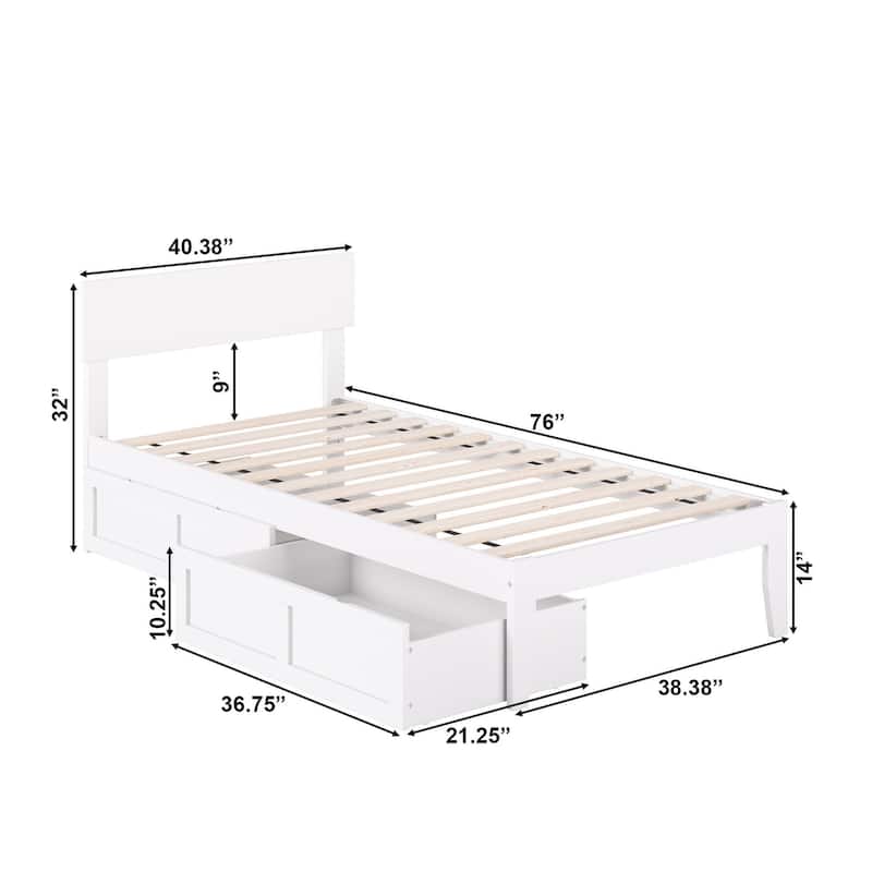 AFI Boston Platform Bed with Storage Drawers