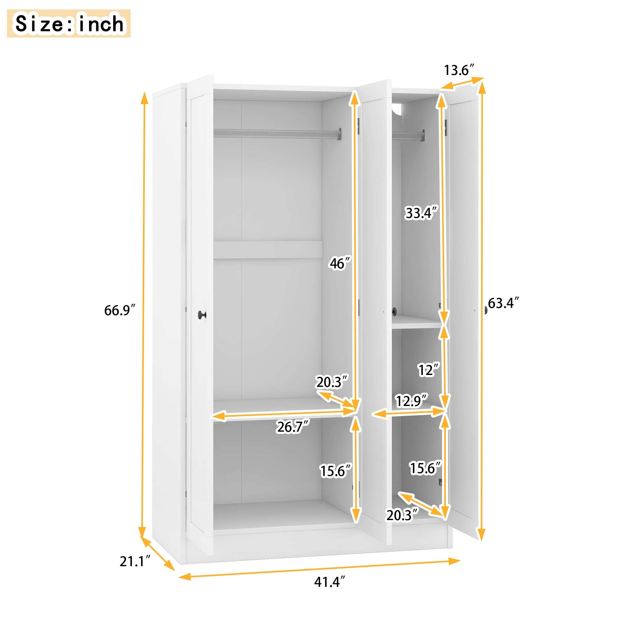 3-Door Minimalist Wardrobe Clothing Storage Cabinet 3-Door Minimalist Wardrobe Clothing Storage Cabinet