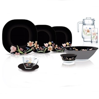 Luminarc Minuet Black Glass Dinnerware Set of 44 for Bed Bath