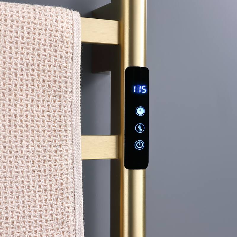 Heated Towel Rack 6-Bar Towel Warmer Rack Electric Towel Drying Rack with Timer, Plug-in/Hardwired