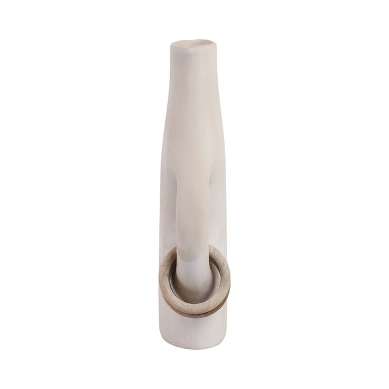 Pottery Vase Dual Ring Handles Sculptural Accent Handcrafted Form