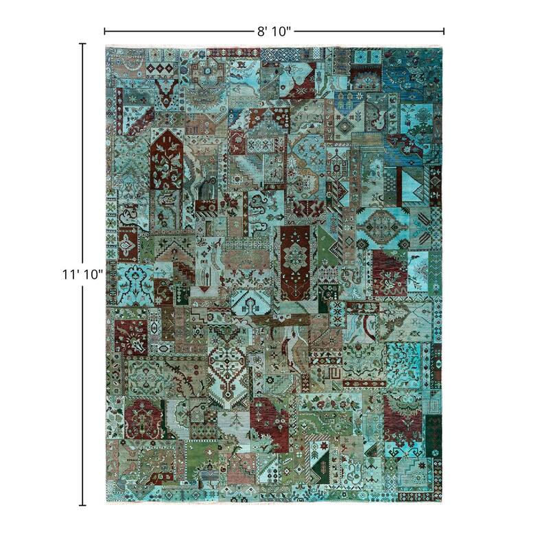 Ikat One-of-a-Kind Hand-Knotted Area Rug, Green - 8' 10" x 11' 10"