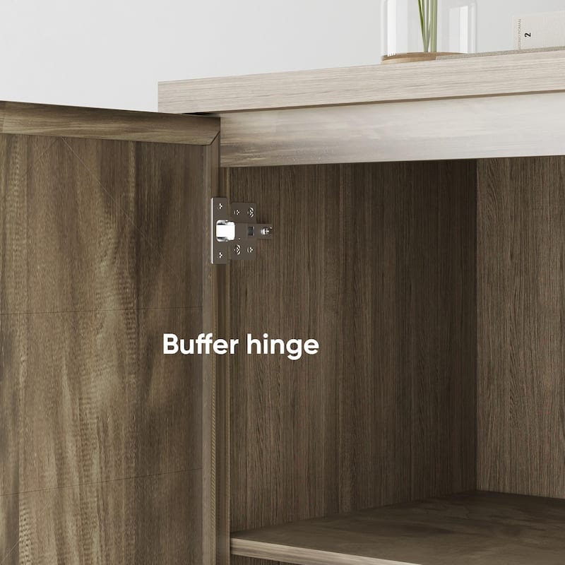 Sideboard Cabinet with 4 Doors, Accent Storage Cabinet with Adjustabel Shelves, Console Table with Solid Wood Legs
