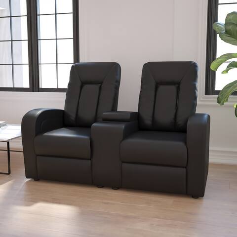 2-Seat Push Back Reclining LeatherSoft Theater Seating Unit