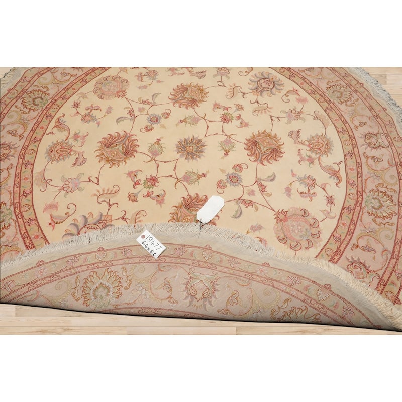6'6''x6'6'' Round Hand Knotted Wool Ivory Round 400 KPSI Rug - 6' 6'' x 6' 6''-Round