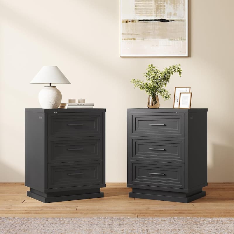 Bedroom Nightstand with 3 Drawers Bedside Table End Tables Living Room