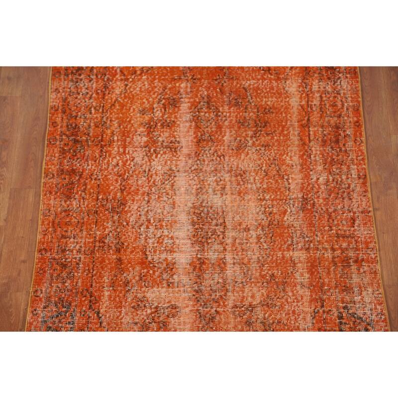 Orange Anatolian Distressed Turkish Vintage Rug Handmade Wool Carpet - 3'9"x 7'0"