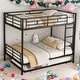 preview thumbnail 1 of 10, Elegant Full Over Full Metal Bunk Bed with Trundle Black