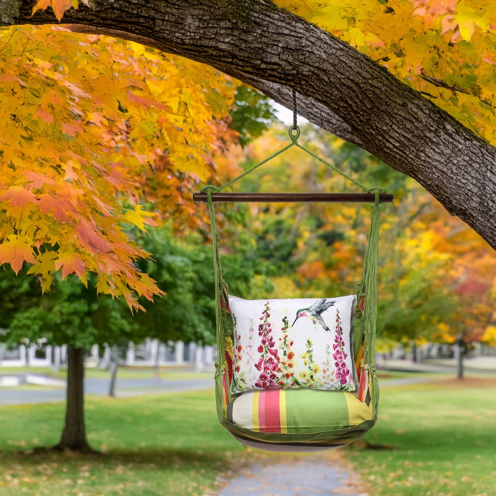 Magnolia Casual Swing Set 4 piece - Fresh Lime Stripe w/ Foxgloves w/ Hummingbird