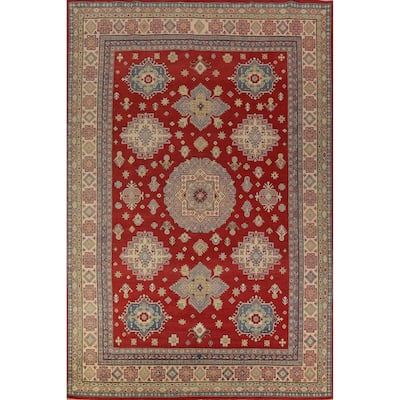 Hand Knotted Oriental 100% Wool Carpet Traditional Geometric Red Kazak Area Rug - 13' 11'' X 9' 6''